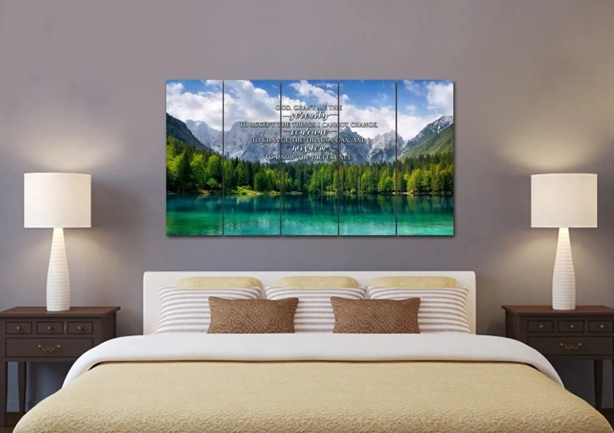 Green Lake & Serenity Prayer Wall Art - Christian Canvas Wall Art