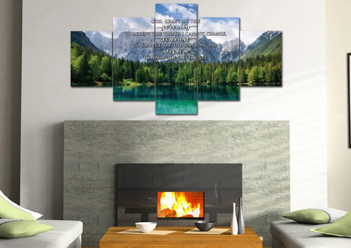 Green Lake & Serenity Prayer Wall Art - Christian Canvas Wall Art