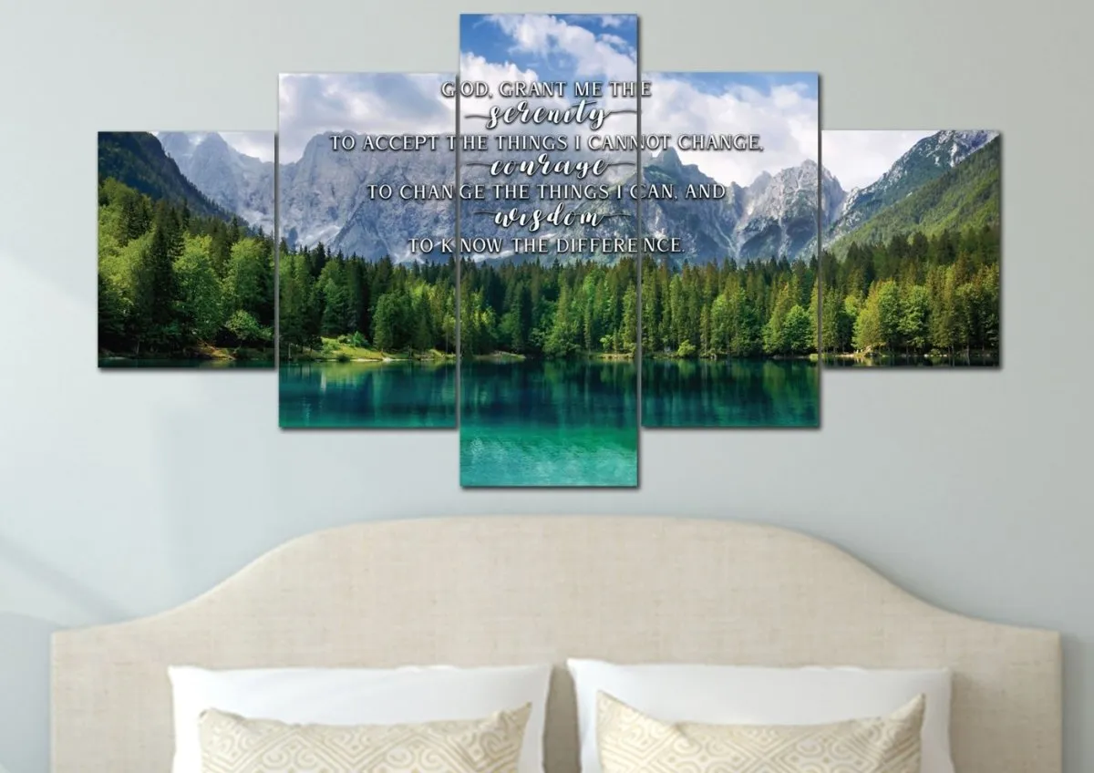 Green Lake & Serenity Prayer Wall Art - Christian Canvas Wall Art