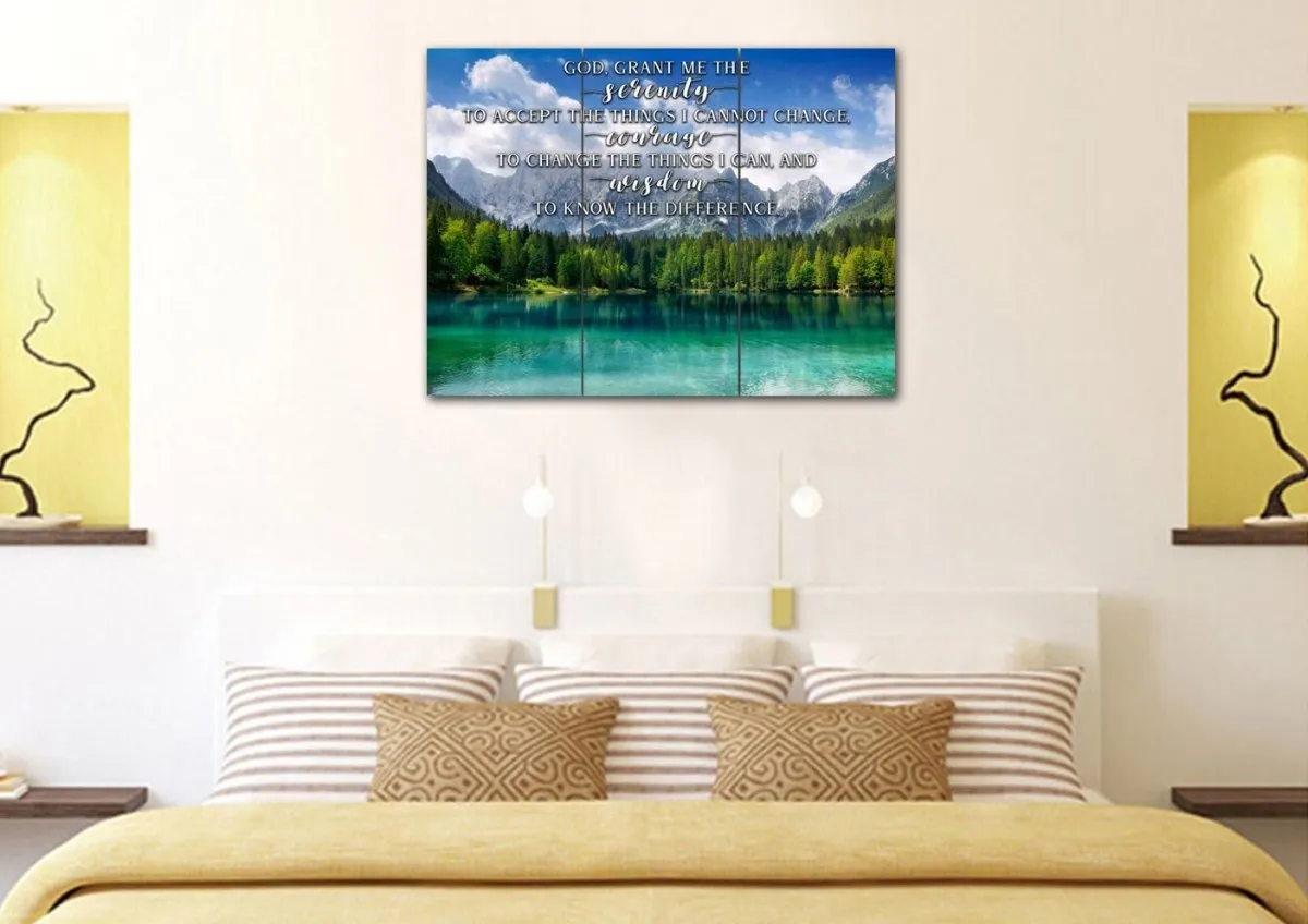 Green Lake & Serenity Prayer Wall Art - Christian Canvas Wall Art