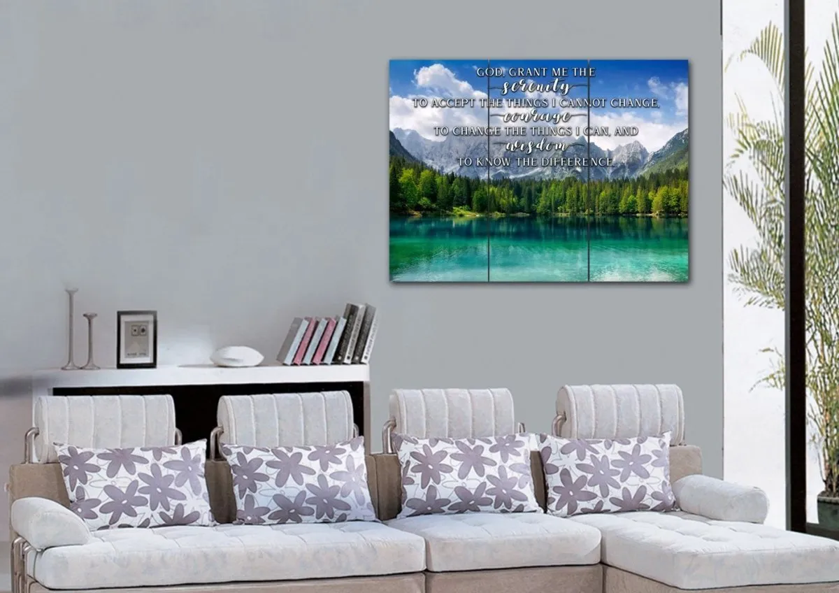 Green Lake & Serenity Prayer Wall Art - Christian Canvas Wall Art