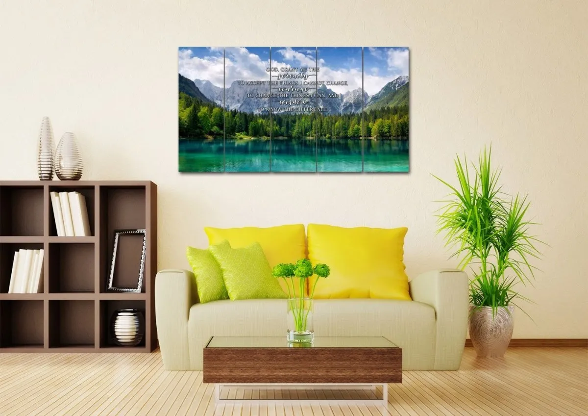 Green Lake & Serenity Prayer Wall Art - Christian Canvas Wall Art