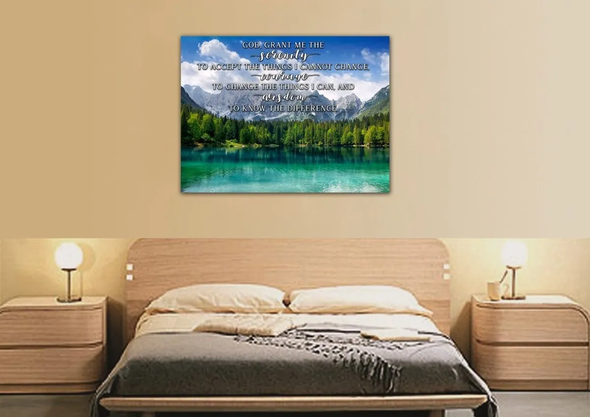 Green Lake & Serenity Prayer Wall Art - Christian Canvas Wall Art