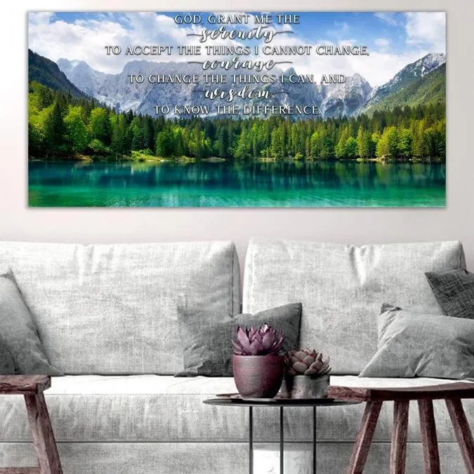 Green Lake & Serenity Prayer Wall Art - Christian Canvas Wall Art
