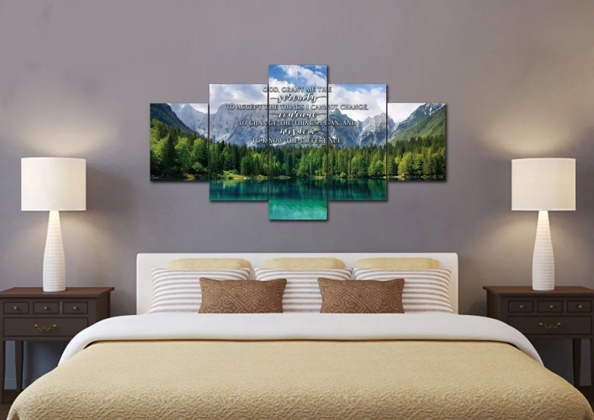 Green Lake & Serenity Prayer Wall Art - Christian Canvas Wall Art