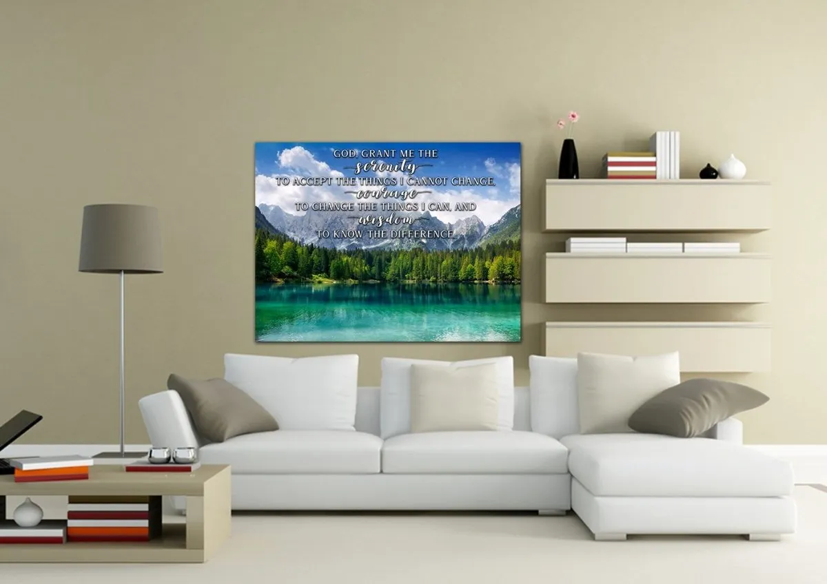 Green Lake & Serenity Prayer Wall Art - Christian Canvas Wall Art