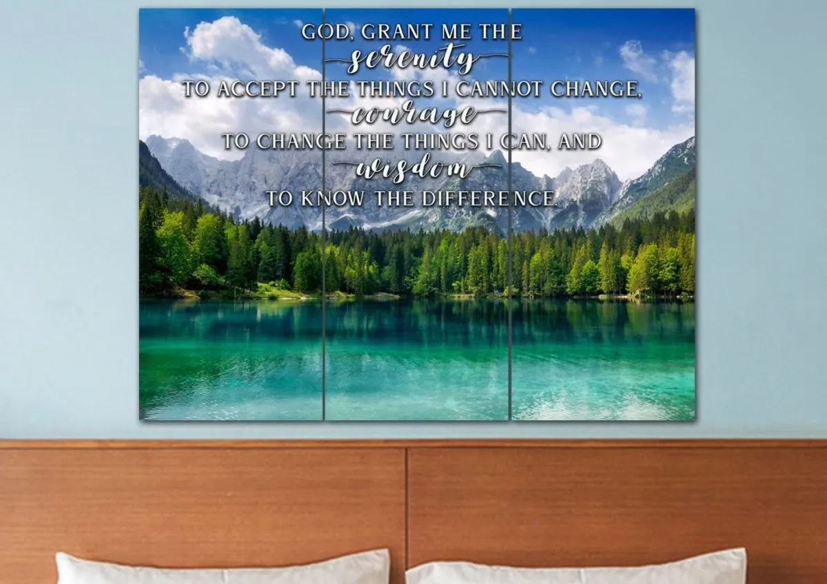 Green Lake & Serenity Prayer Wall Art - Christian Canvas Wall Art
