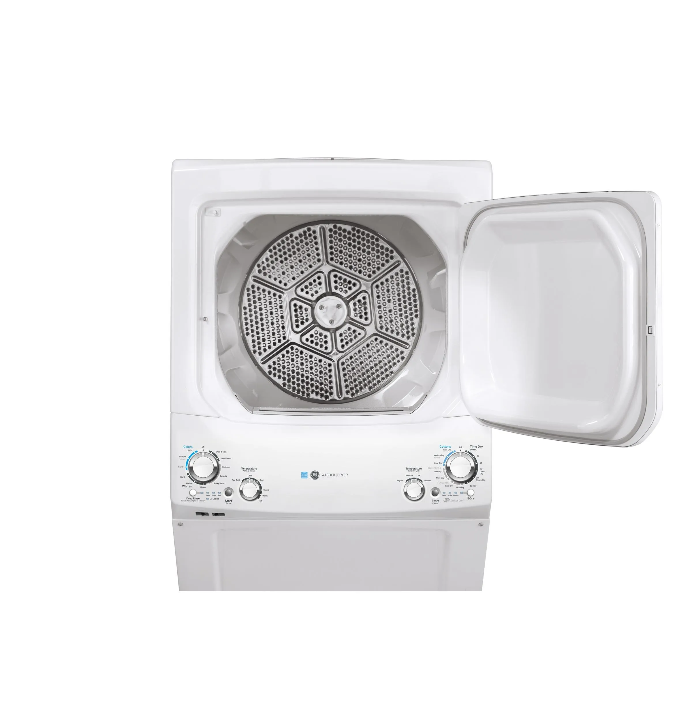 GUD27GESNWW GE Unitized Spacemaker® ENERGY STAR® 3.9 cu. ft. Capacity Washer with Stainless Steel Basket and 5.9 cu. ft. Capacity Gas Dryer