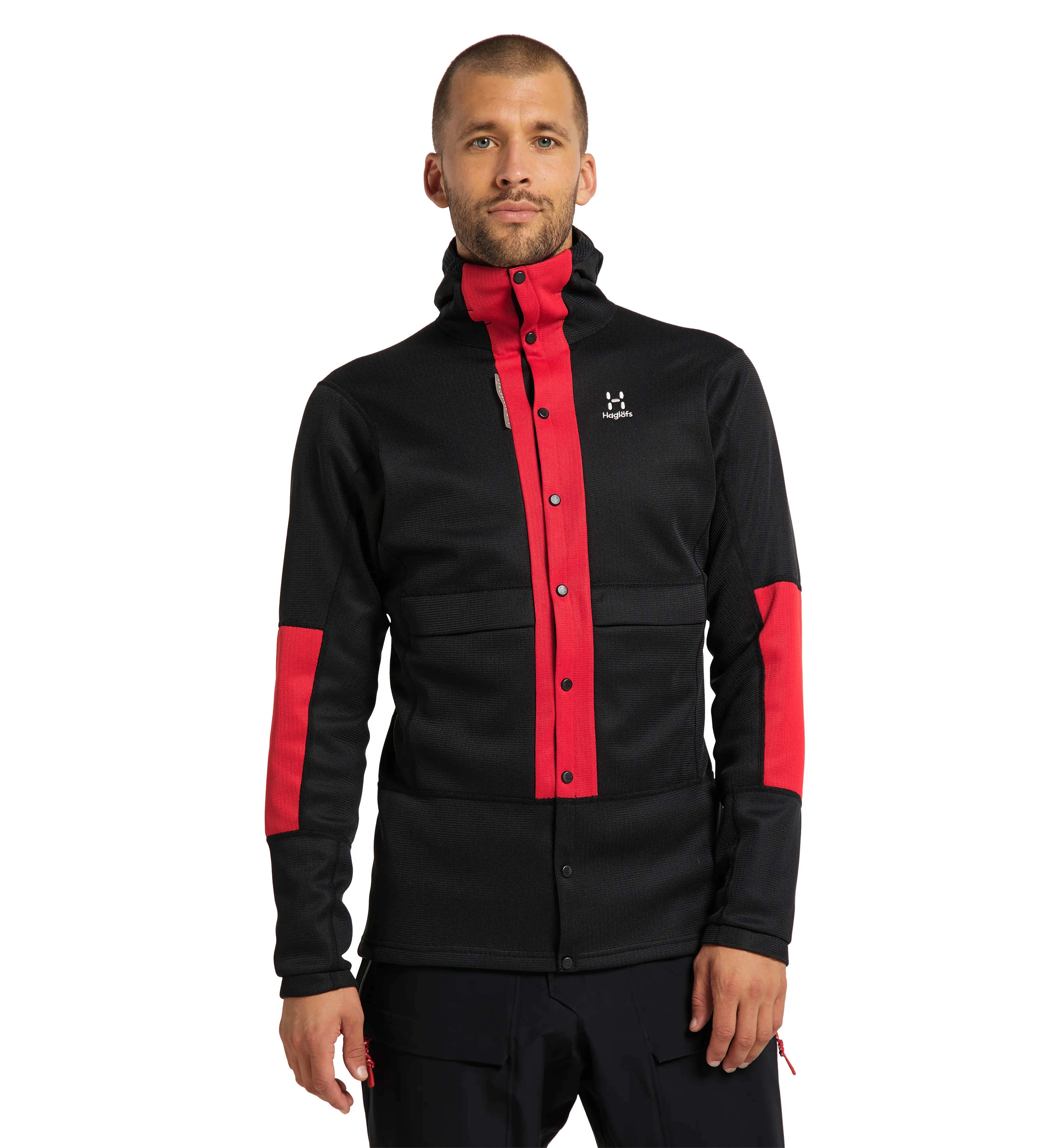 Haglöfs L.I.M ZT Sync 1 Mid Hood Men True Black/Zenith Red | Buy Haglöfs L.I.M ZT Sync 1 Mid Hood Men True Black/Zenith Red here | Outnorth