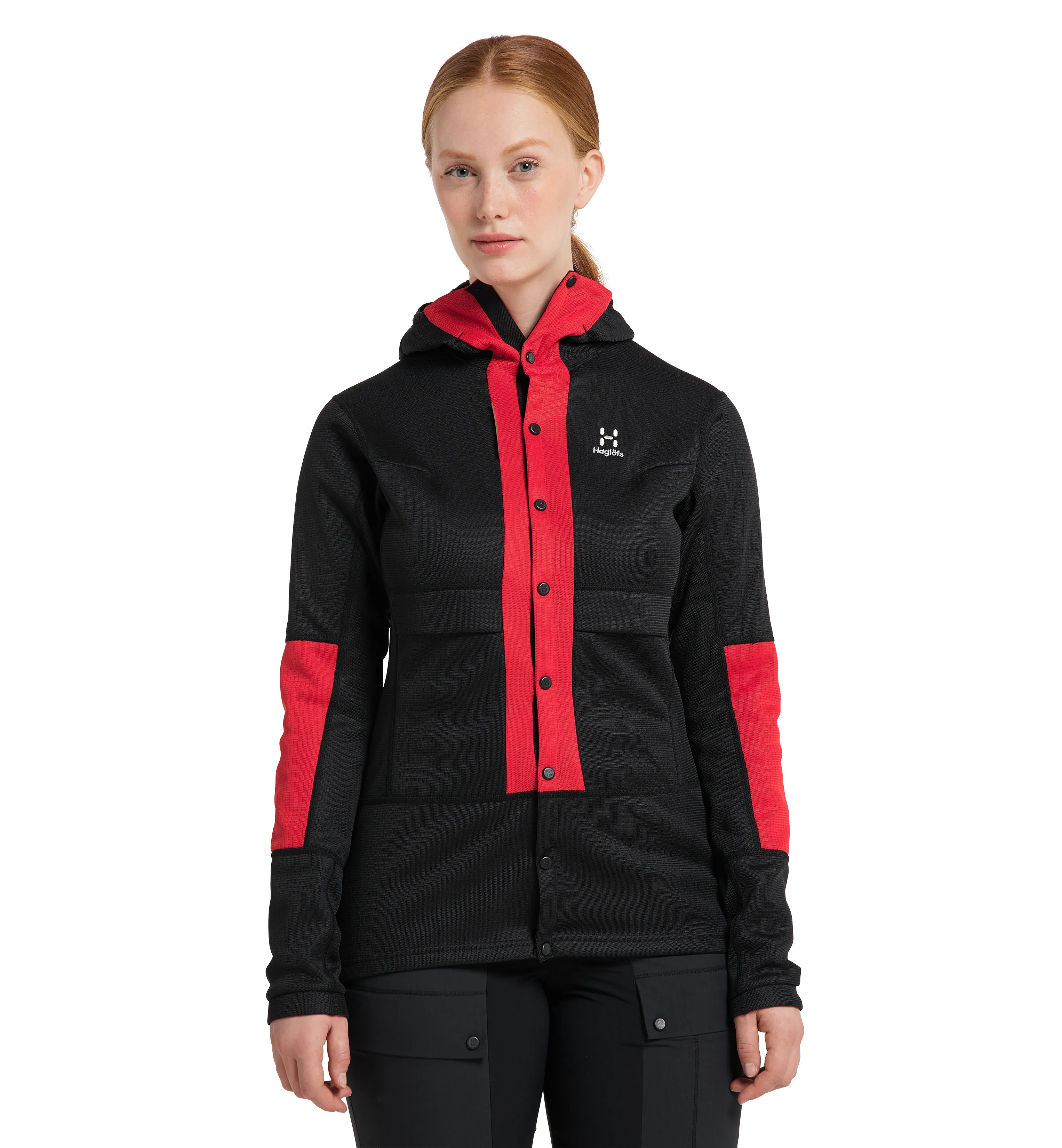 Haglöfs L.I.M ZT Sync 1 Mid Hood Women True Black/Zenith Red | Buy Haglöfs L.I.M ZT Sync 1 Mid Hood Women True Black/Zenith Red here | Outnorth