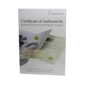 Hahnemuhle Certificate Of Authenticity - (A4) 25 sheet packs 10640397