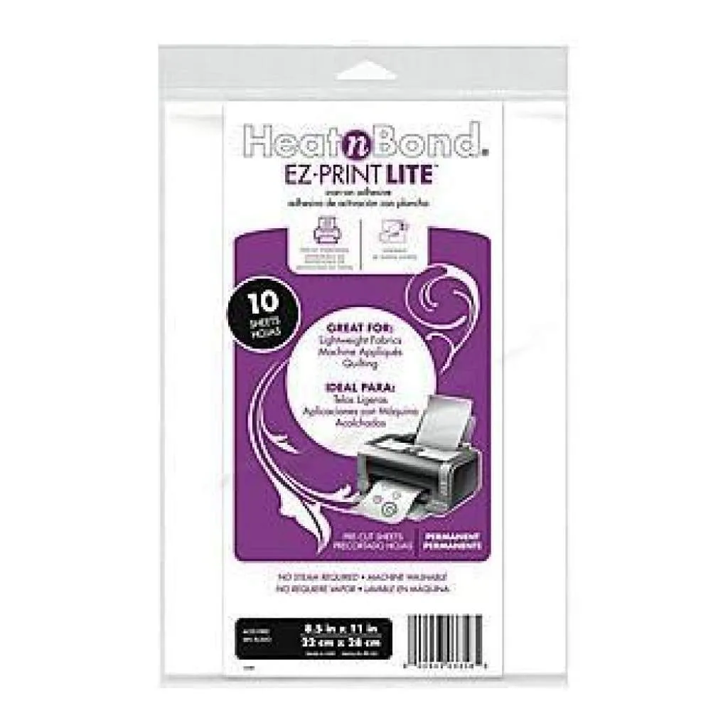 HeatnBond EZ-Print Lite Iron-On Adhesive 8.5"X11" 10/Pkg