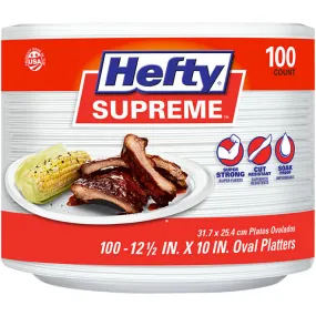 Hefty Supreme Foam Oval Platters, 12.5 x 10 , 100 ct.