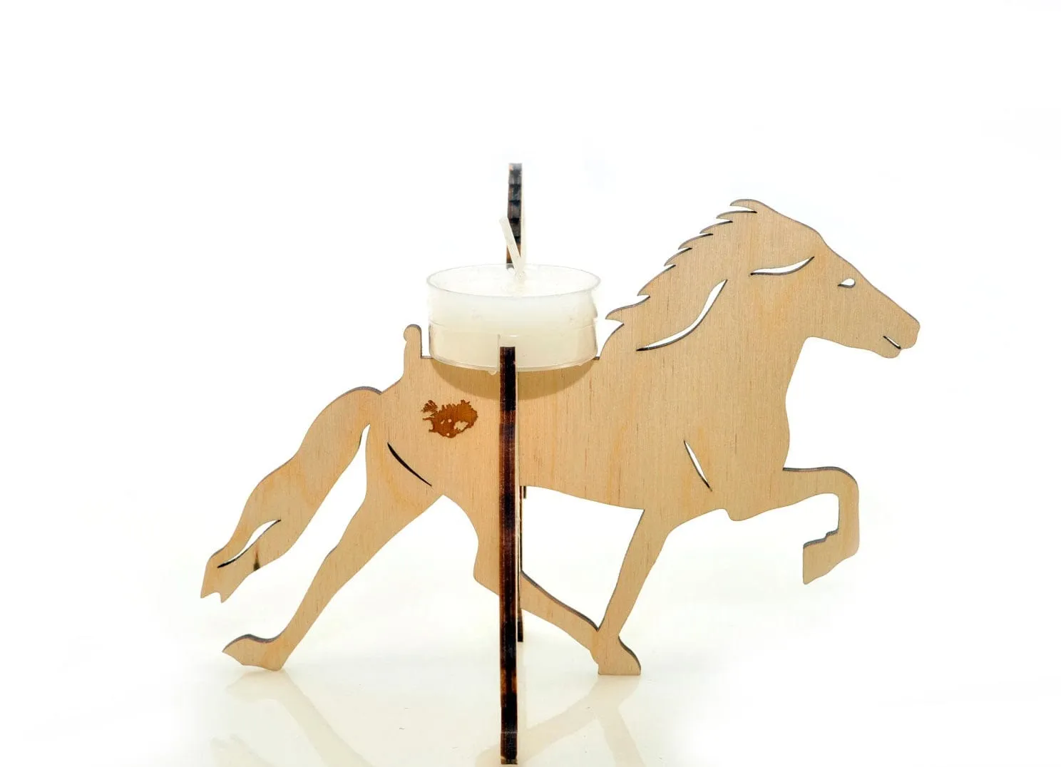 Icelandic Horse Shaped Plywood Candle Holder Laser Cut