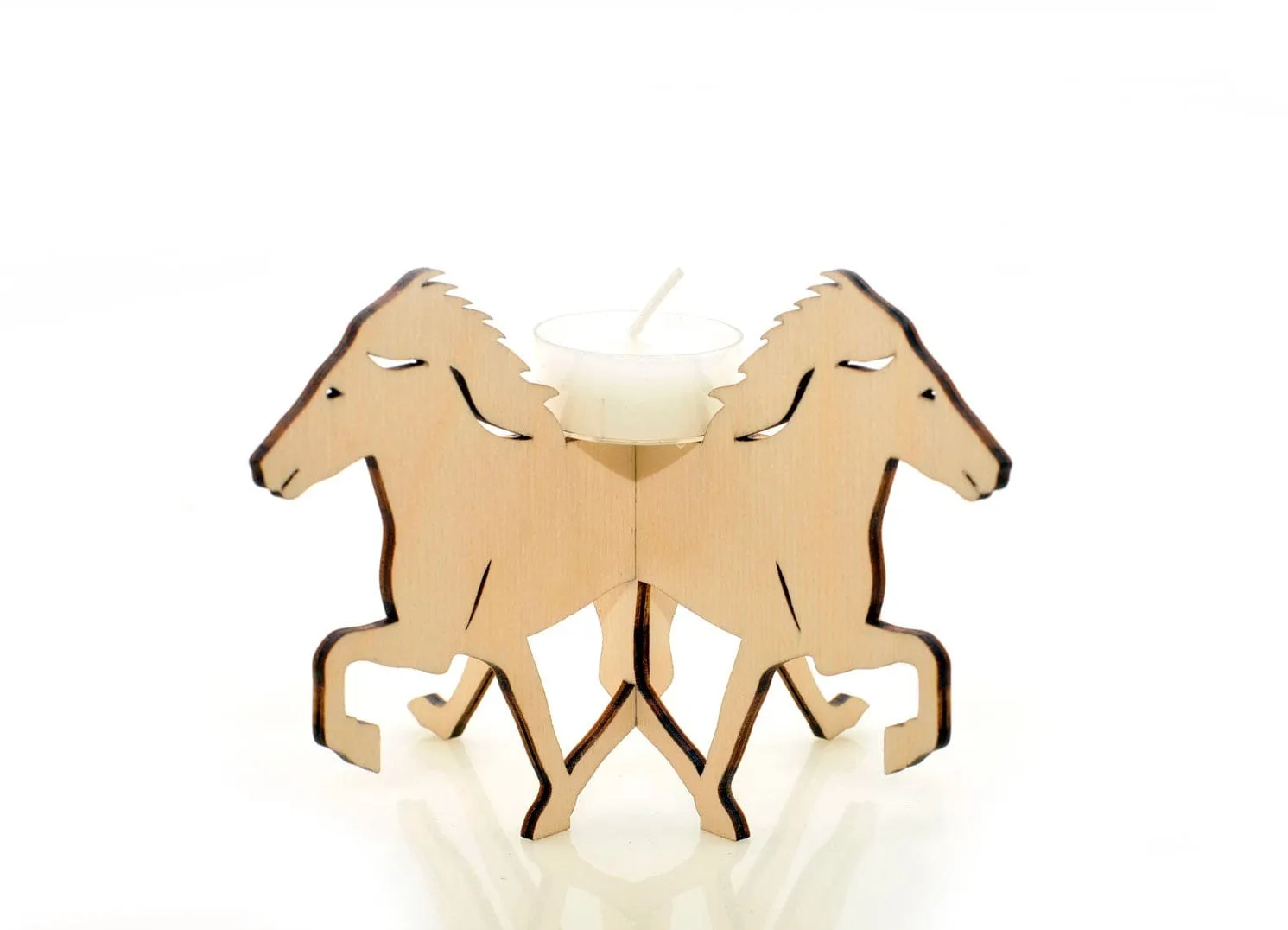 Icelandic Horse Shaped Plywood Candle Holder Laser Cut