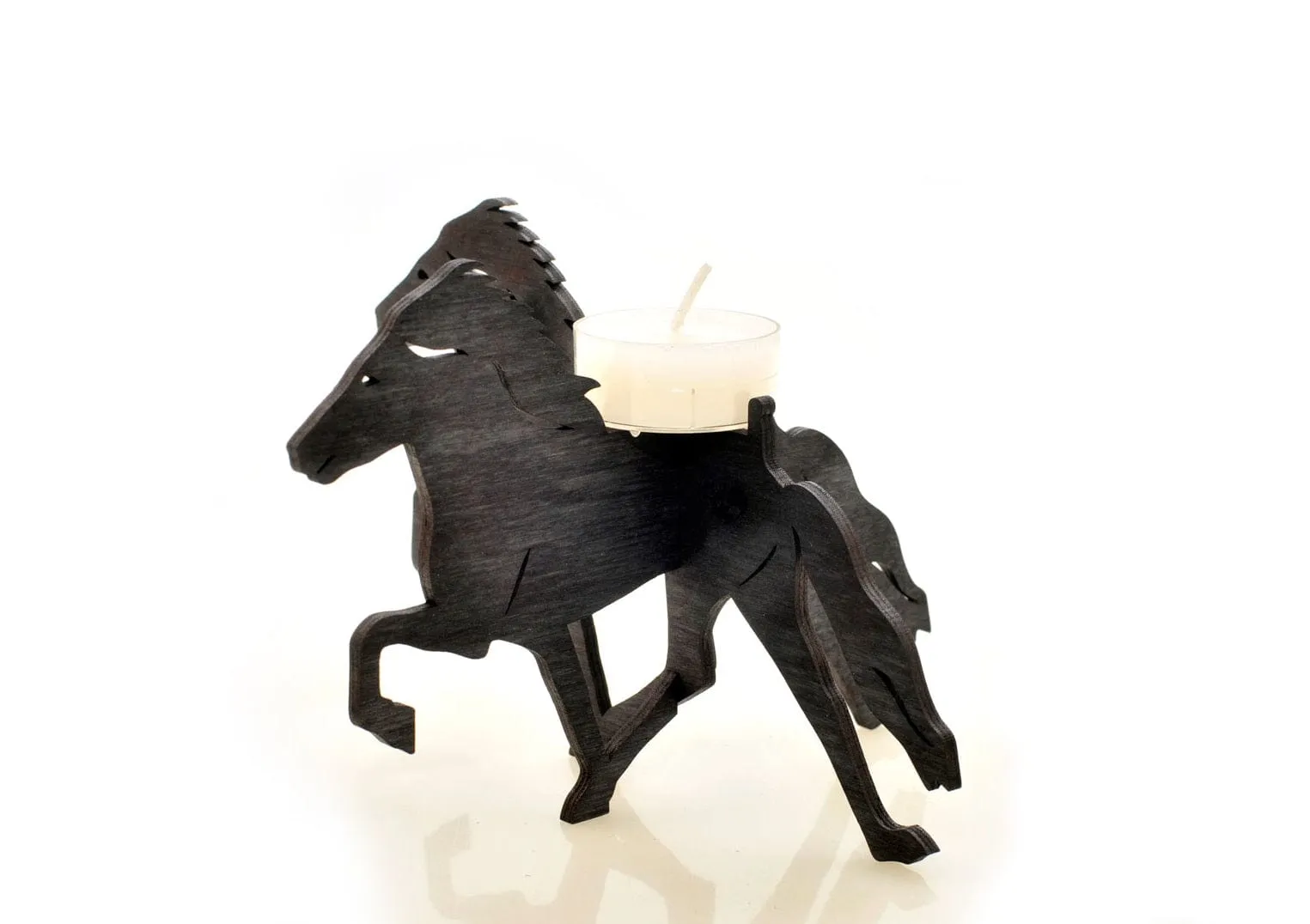 Icelandic Horse Shaped Plywood Candle Holder Laser Cut