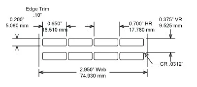 Identco TTL102-481-10 .65x.20 Low Profile Gloss White Polyimide Thermal Transfer Labels