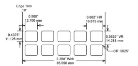Identco TTL112-701-10 .50x.4375 Matte White Polyester Thermal Transfer Labels