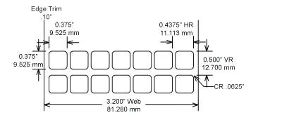 Identco TTL116-423-10 .375x.375 Low Profile Gloss White Polyimide Thermal Transfer Labels
