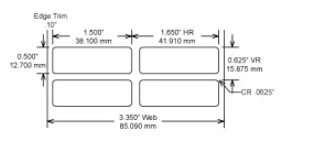 Identco TTL119-701-10 1.5x.50 Matte White Polyester Thermal Transfer Labels
