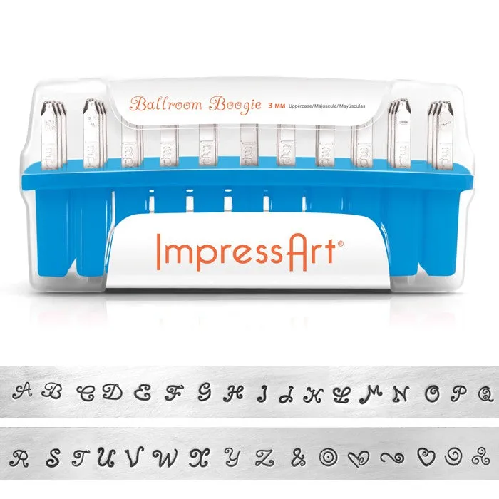 ImpressArt 33-Piece Deluxe Uppercase Alphabet Stamps 'Ballroom Boogie' 1/8 (3mm) - 1 Set