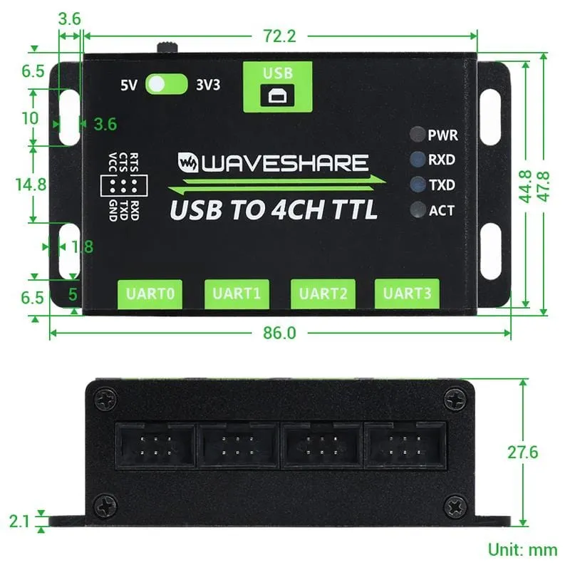 Industrial 4-Channel USB to UART Converter