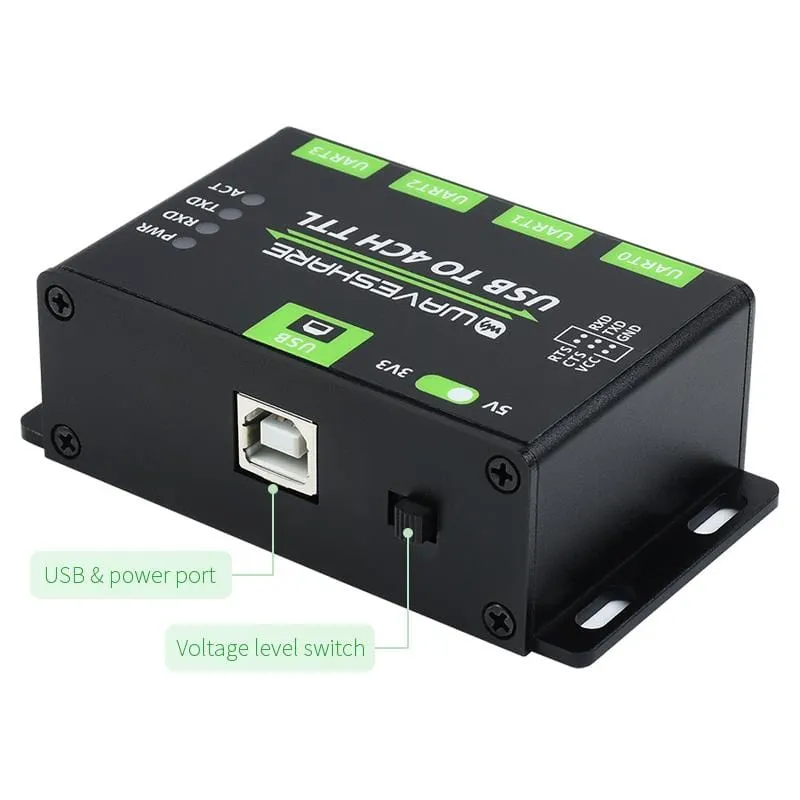 Industrial 4-Channel USB to UART Converter