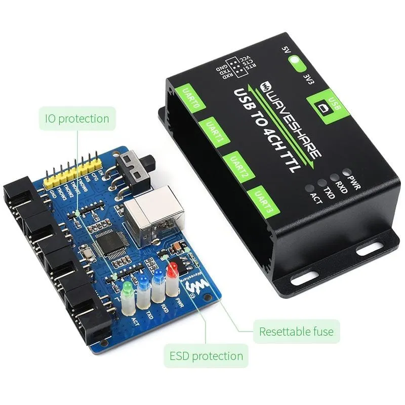 Industrial 4-Channel USB to UART Converter