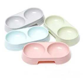 Ins Macaron Oval Pet Double Bowl 23*12*3.7Cm