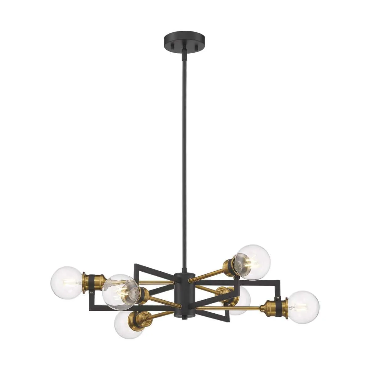 Intention 6 Light Chandelier - Warm Brass and Black Finish