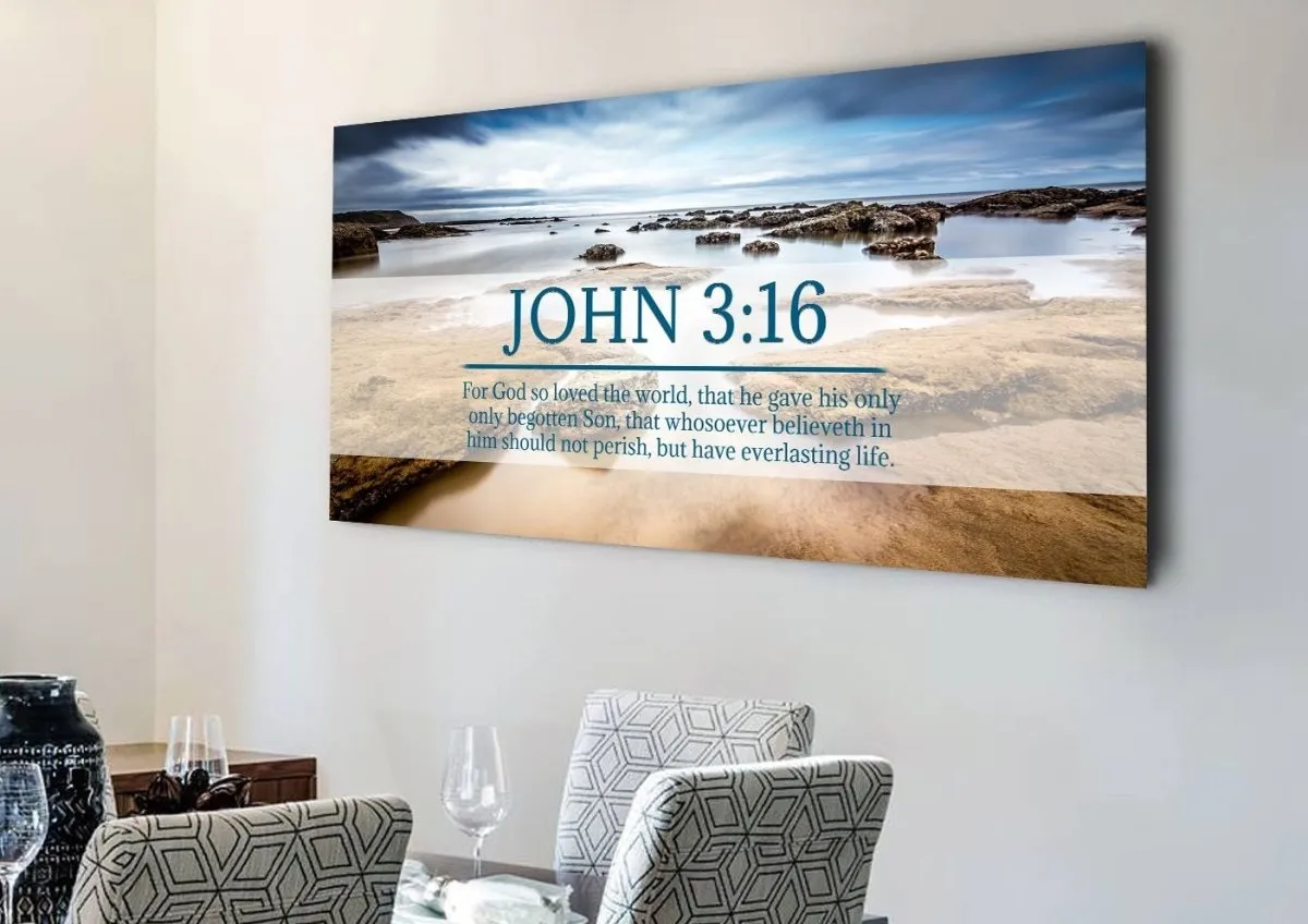 John 316 Kjv #29 Bible Verse Canvas Wall Art - Christian Canvas Wall Art