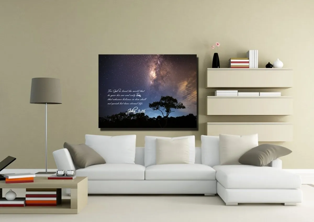 John 316 Niv #16 Bible Verse Canvas Wall Art - Christian Canvas Wall Art