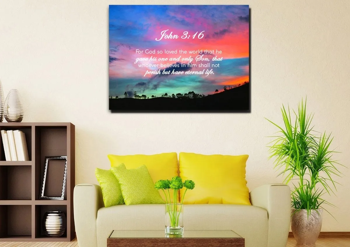 John 316 Niv #19 Bible Verse Canvas Wall Art - Christian Canvas Wall Art