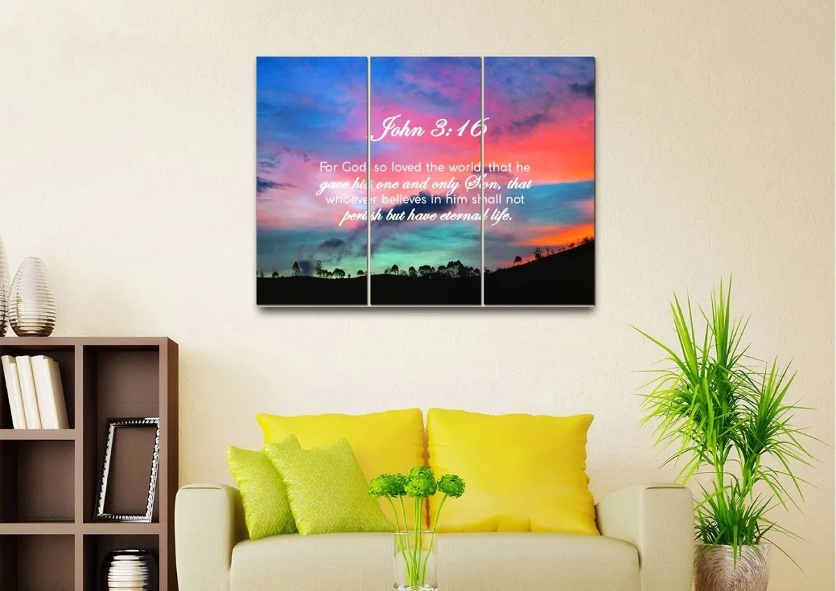 John 316 Niv #19 Bible Verse Canvas Wall Art - Christian Canvas Wall Art