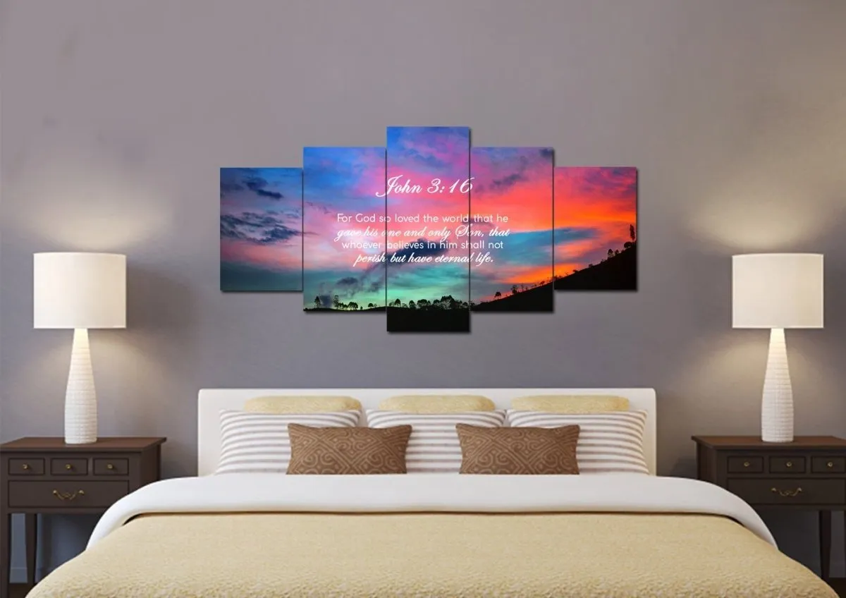 John 316 Niv #19 Bible Verse Canvas Wall Art - Christian Canvas Wall Art
