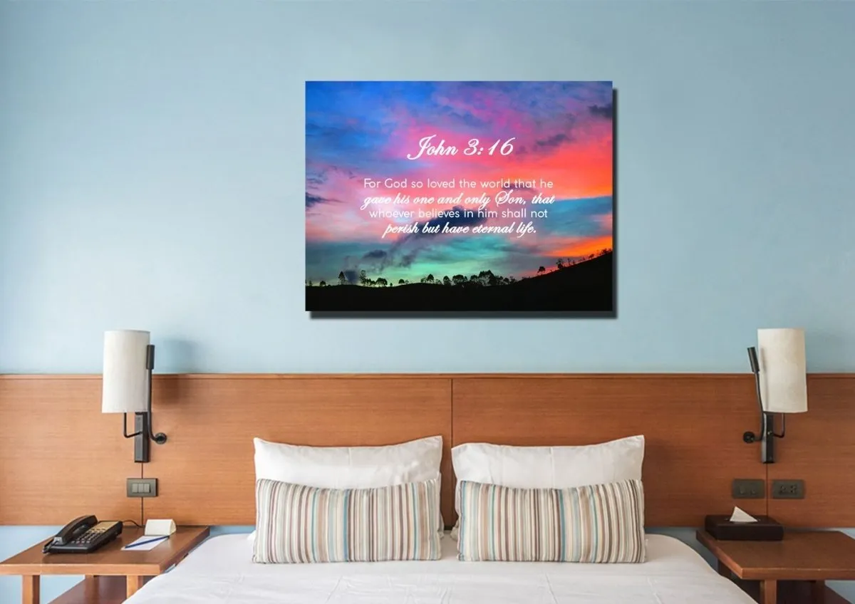 John 316 Niv #19 Bible Verse Canvas Wall Art - Christian Canvas Wall Art