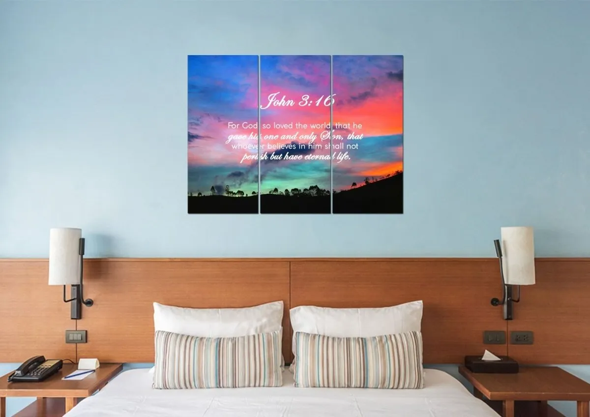 John 316 Niv #19 Bible Verse Canvas Wall Art - Christian Canvas Wall Art