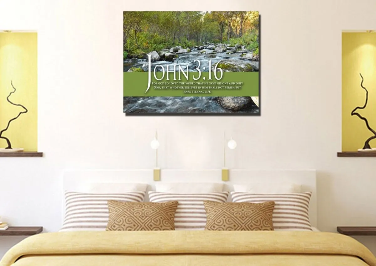 John 316 Niv #28 Bible Verse Canvas Wall Art - Christian Canvas Wall Art