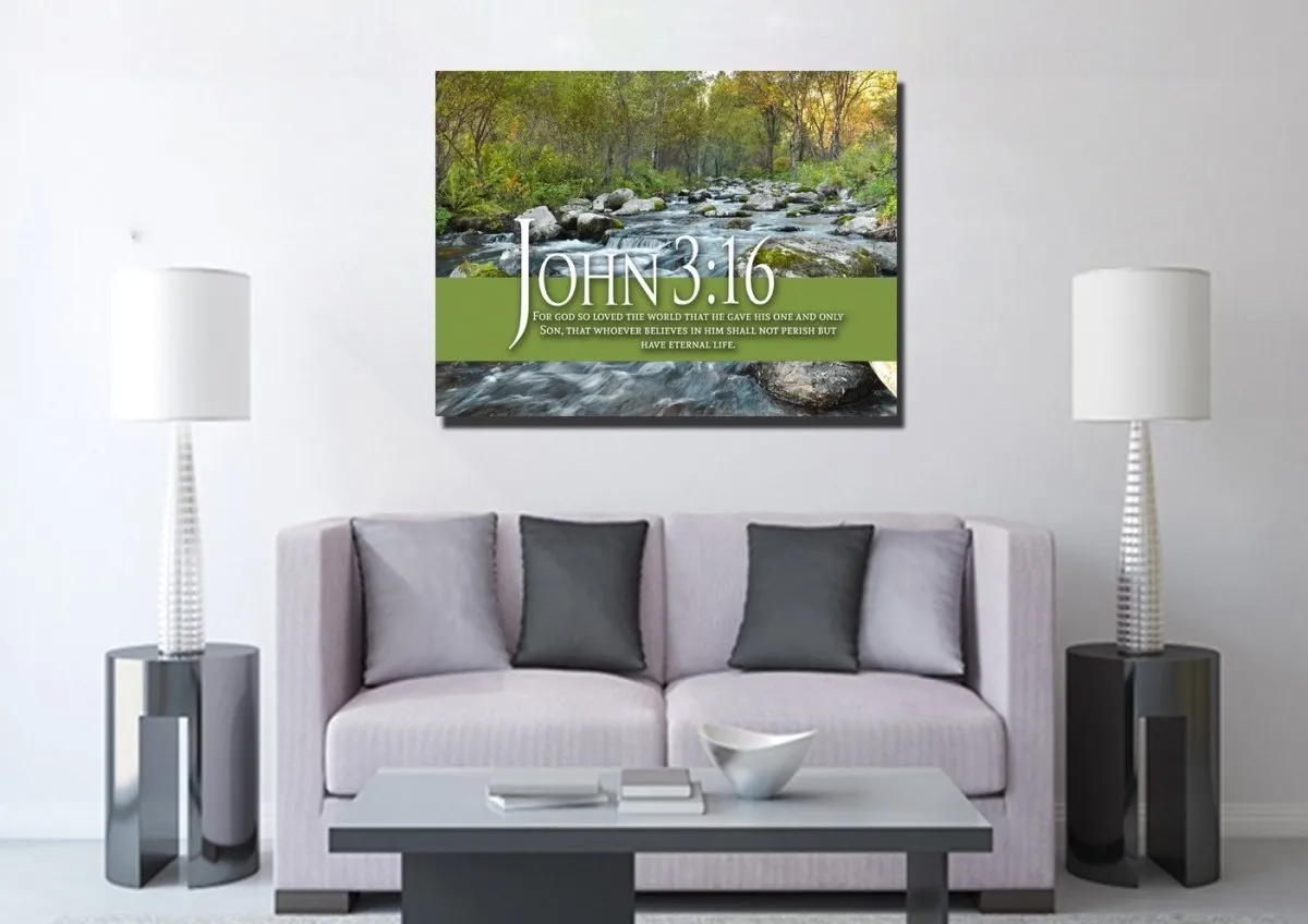 John 316 Niv #28 Bible Verse Canvas Wall Art - Christian Canvas Wall Art