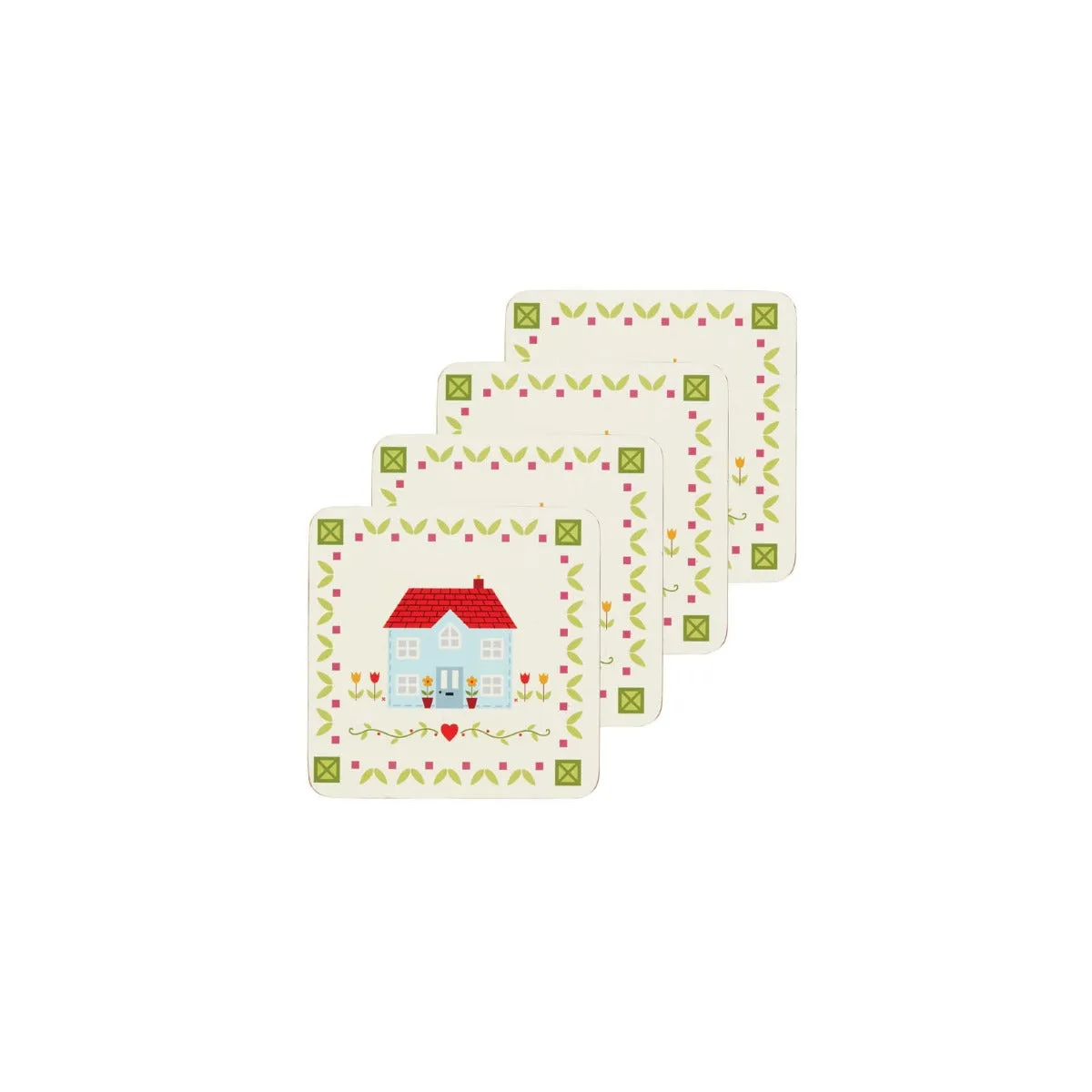 KitchenCraft Home Sweet Home Cork Coasters x4