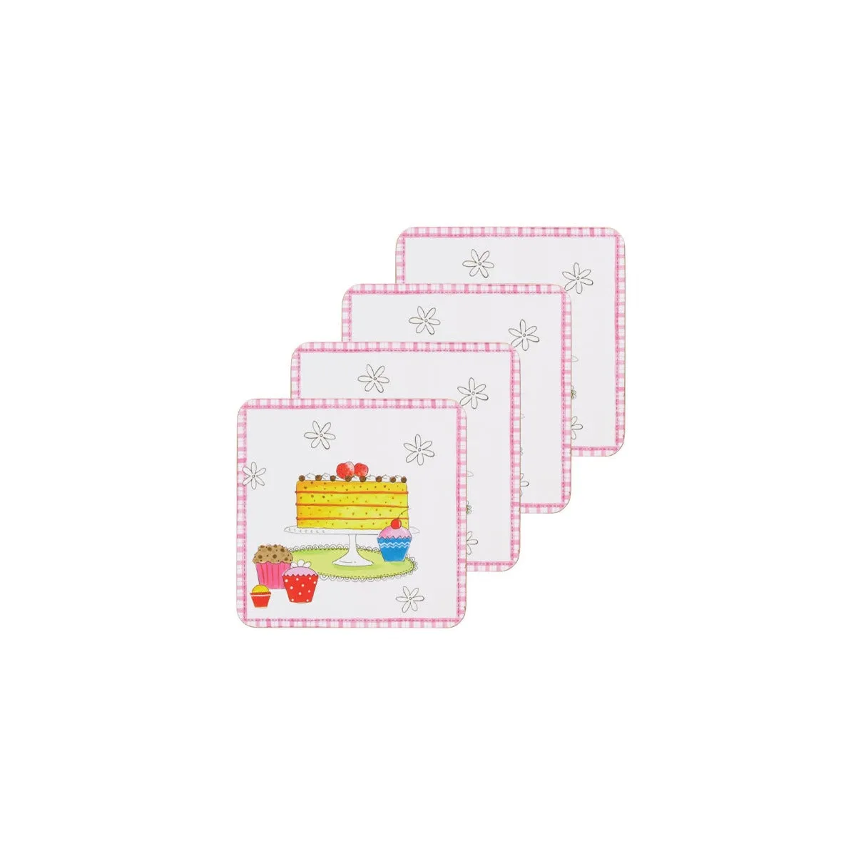 KitchenCraft Time for Tea Cork Coasters x4