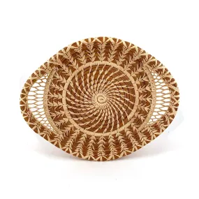 Large lacy woven pine needle tray