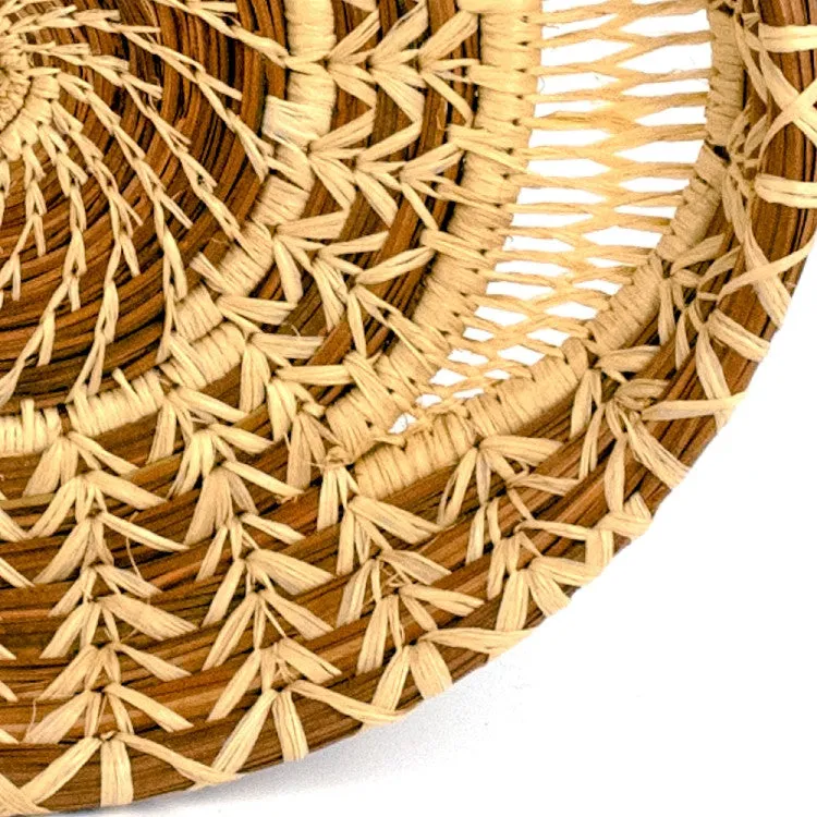 Large lacy woven pine needle tray