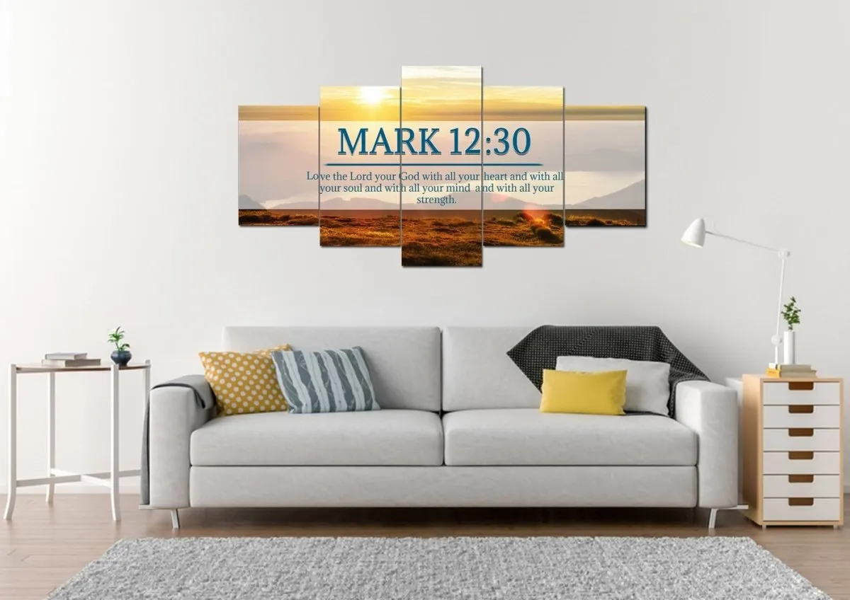 Mark 1230 Love The Lord Your God With All Your Heart Canvas Wall Art - Christian Canvas Wall Art