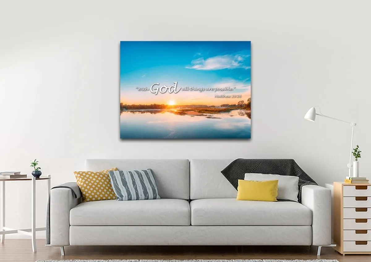 Matthew 1926 With God All Things Are Possible Canvas Wall Art Print - Christian Canvas Wall Art
