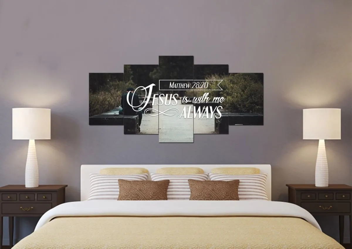 Matthew 2820 Jesus Is With Me Always Canvas Wall Art Print S - Christian Canvas Wall Art