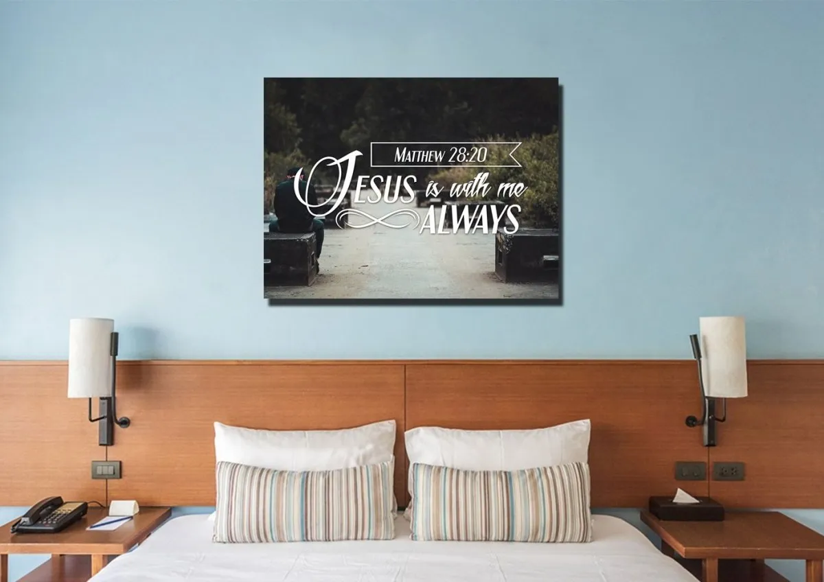 Matthew 2820 Jesus Is With Me Always Canvas Wall Art Print S - Christian Canvas Wall Art