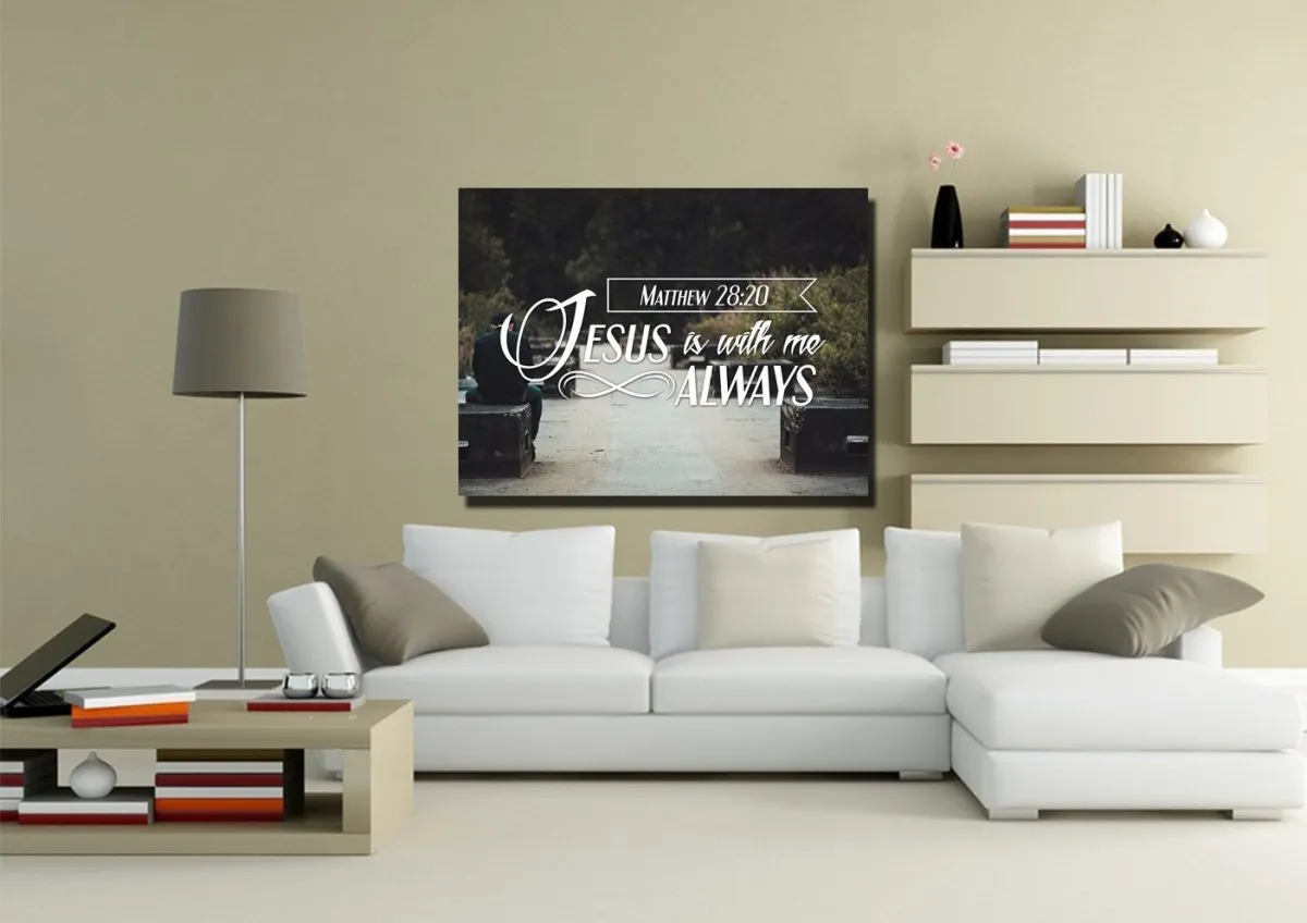 Matthew 2820 Jesus Is With Me Always Canvas Wall Art Print S - Christian Canvas Wall Art