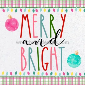 Merry and Bright Pastel Candy Christmas- square Metal  christmas Signs