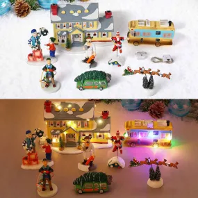 modern Christmas Village Houses Set Decorations - LED Lights Christmas Collection Figurines Buildings Desktop Ornaments for Christmas Decorations Landscape Decor Snow Village Displays T2
